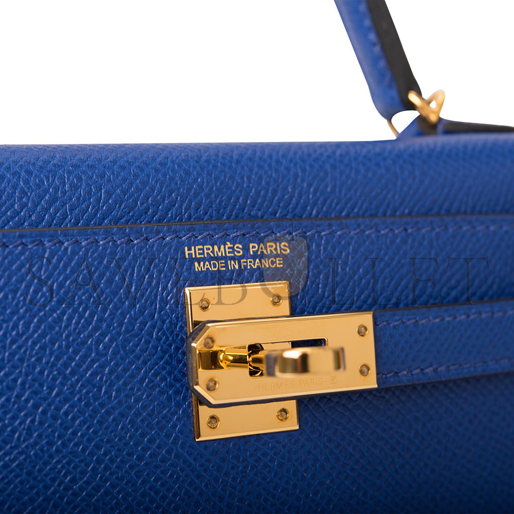 H**mes master mini kelly ii epsom electric blue gold hardware (19*12*5.5cm)